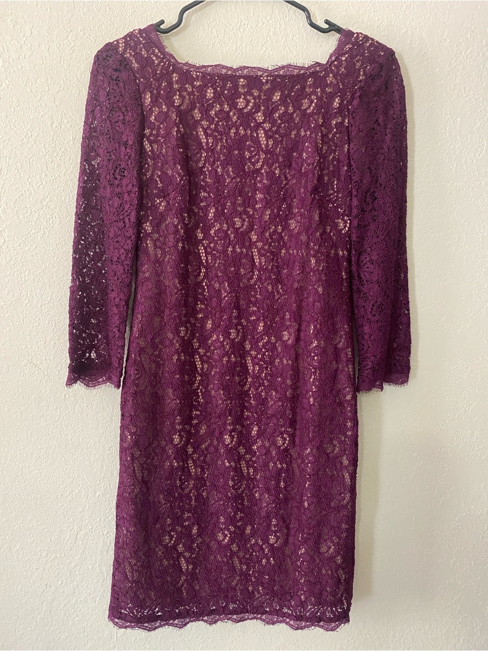 Adrianna Papell Purple Lace Long Sleeve Sheath Dress - Picture 3 of 13